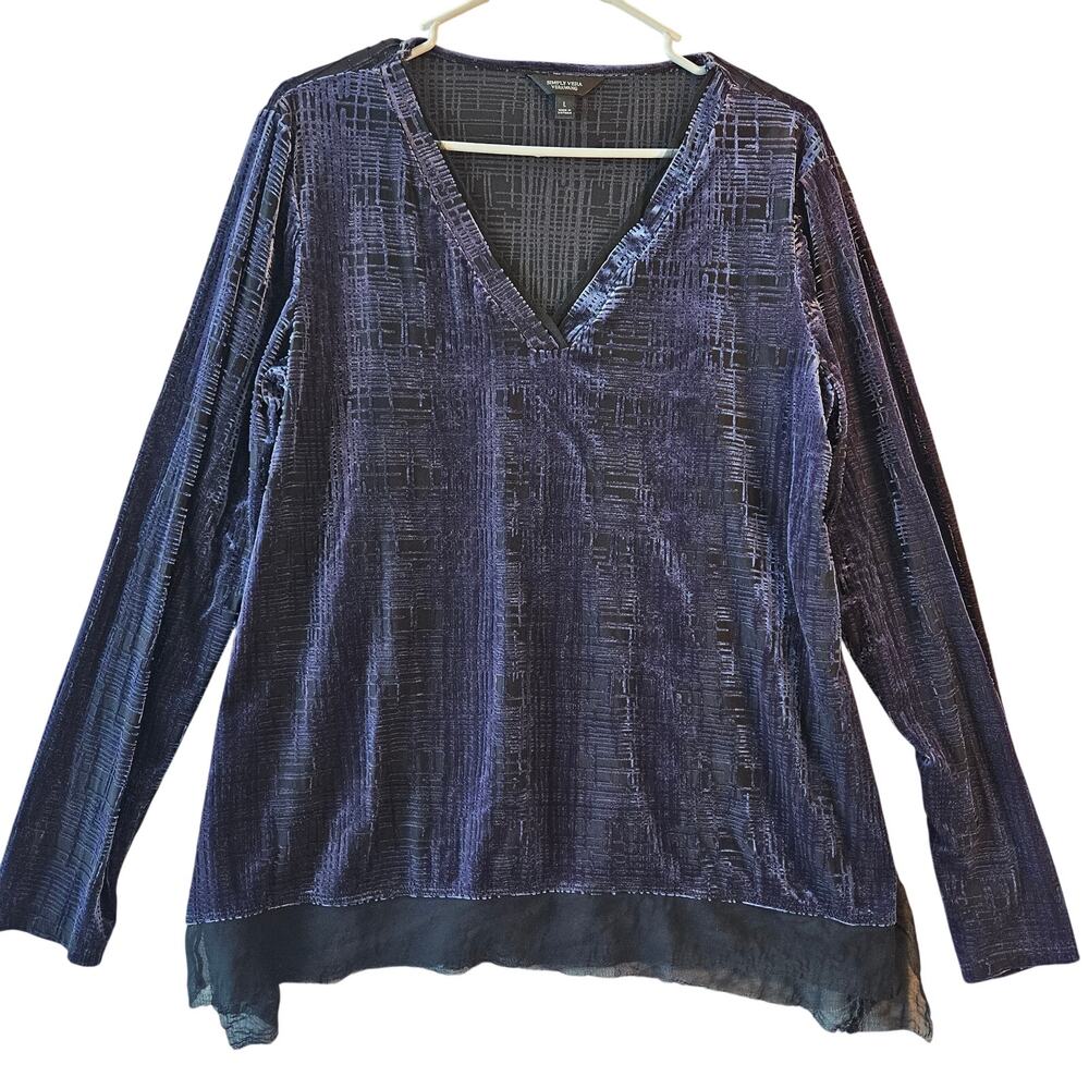 Simply Vera Vera Wang Blue Black Geometric Asymmetrical Tunic Size Large